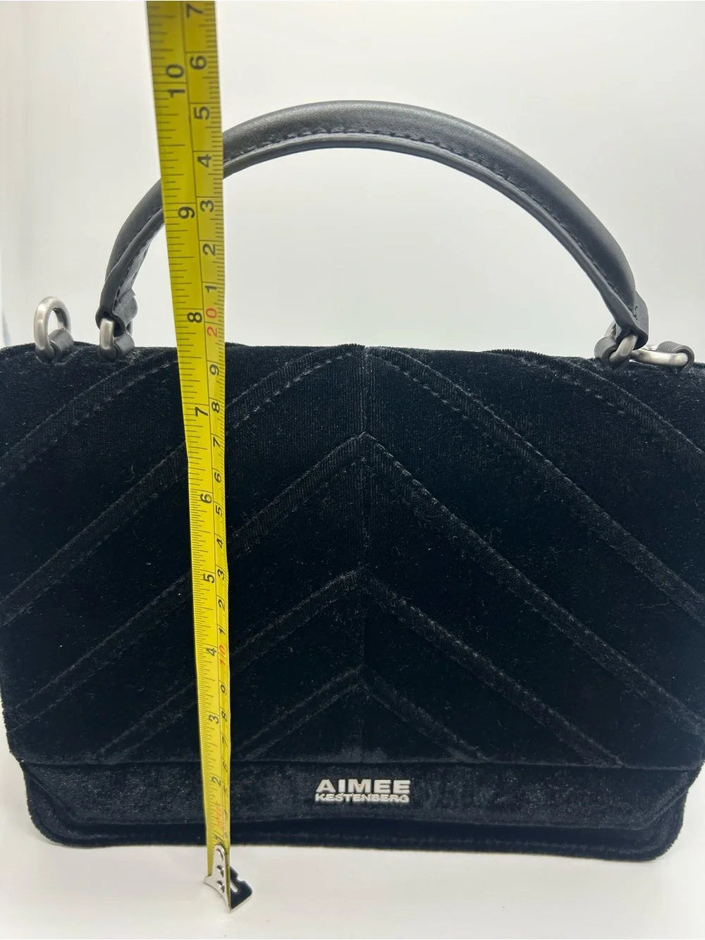 Aimee Kestenberg Black Velvet Chevron Top‎ Handle Satchel